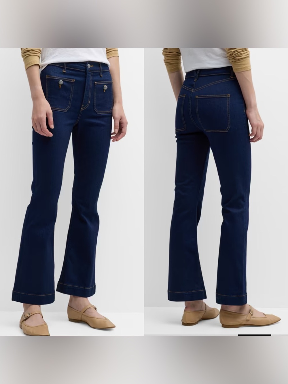 Veronica Beard Carson Ankle Flare high rise jeans with patch pockets | size 30